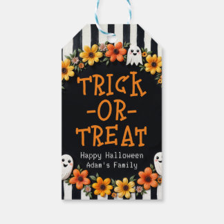 trick-or-treat - Rustic Ghost Floral Cadeaulabel