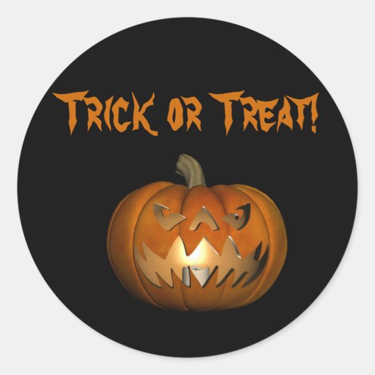 Trick or treat Scary Face Pumpkin-Sticker Ronde Sticker (Voorkant)