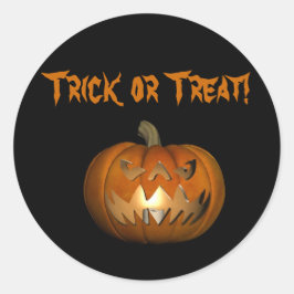 Trick or treat Scary Face Pumpkin-Sticker Ronde Sticker