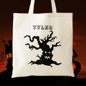 Trick or treat Scary Halloween Modern Script Kinde Tote Bag