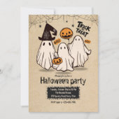 Trick or treat schattig boo Halloween feestuitnodi Feestdagenkaart (Voorkant)