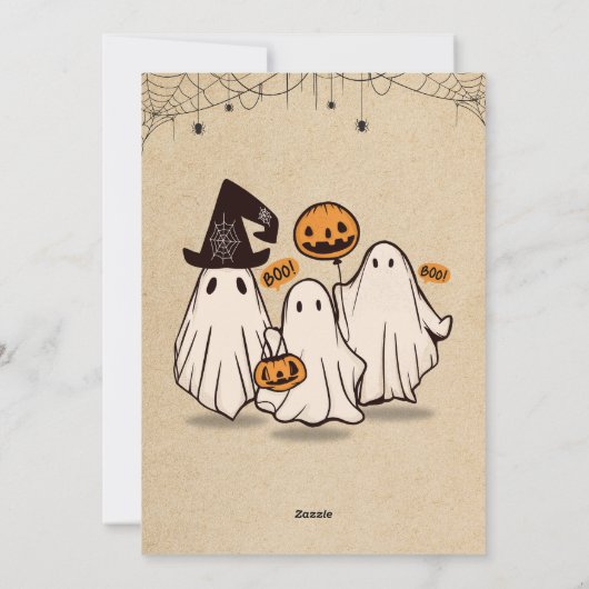 Trick or treat schattig boo Halloween feestuitnodi Feestdagenkaart (Achterkant)