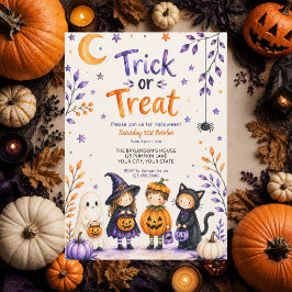 Trick or Treat Schattig Fun Geest Halloween Feest Kaart