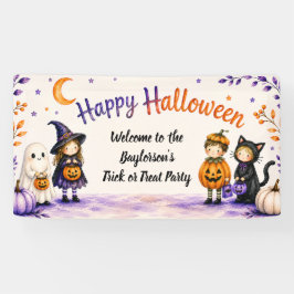 Trick or Treat Schattig Fun Script Halloween Feest Spandoek