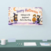 Trick or Treat Schattig Fun Script Halloween Feest Spandoek (Beurs)
