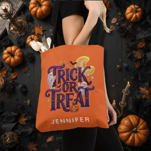 Trick or Treat Schattig Geest Oranje Tote Bag