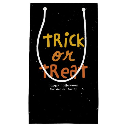 Trick or treat schattig gepersonaliseerd Halloween Klein Cadeauzakje (Voorkant)