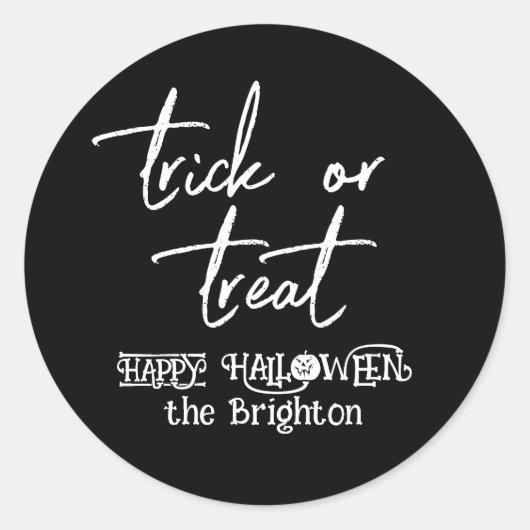 Trick or treat schattig leuk gepersonaliseerd Hall Ronde Sticker (Voorkant)