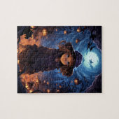 Trick or treat schattig meisje halloween legpuzzel (Horizontaal)