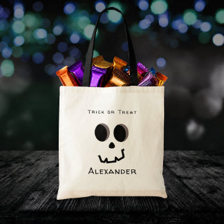 Trick or Treat Schattig Skelet Gezicht Persoonlijk Tote Bag