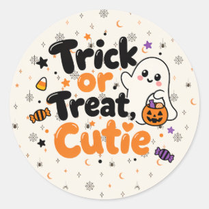 Trick or Treat Schattig Spook Halloween  Ronde Sticker