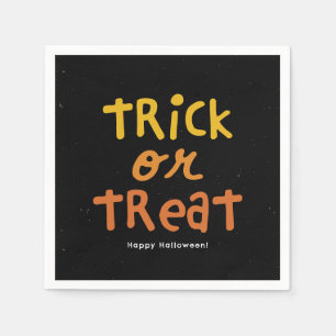 Trick or treat schattig zwart sinaasappel Hallowee Servet