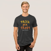 Trick or treat schattig zwart sinaasappel Hallowee Tri-Blend Shirt (Voorkant volledig)