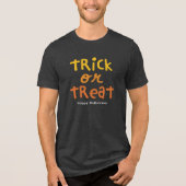 Trick or treat schattig zwart sinaasappel Hallowee Tri-Blend Shirt (Voorkant)