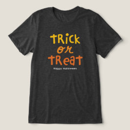 Trick or treat schattig zwart sinaasappel Hallowee Tri-Blend Shirt