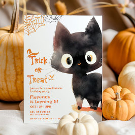 Trick or treat schattig Zwarte kat Spooktacular pa Kaart