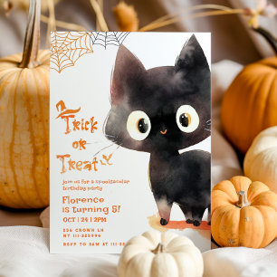 Trick or treat schattig Zwarte kat Spooktacular pa Kaart