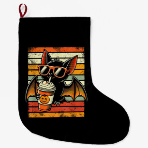 Trick or treat Schattige Bat Hipster Latte Funny H Grote Kerstsok