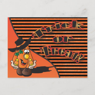 Trick or Treat Schattige Cartoon Pompoen   Hallowe Briefkaart