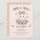 Trick or treat Schattige Ghost Girl Halloween Part Kaart (Voorkant / Achterkant)