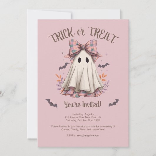 Trick or treat Schattige Ghost Girl Halloween Part Kaart (Voorkant)