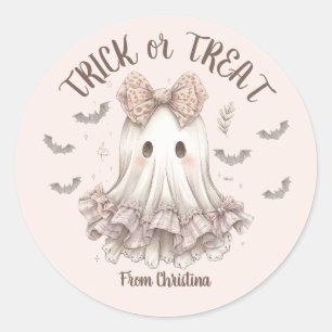 Trick or treat Schattige Ghost Girl Halloween Part Ronde Sticker