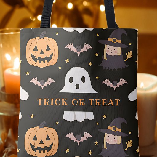 Trick or treat Schattige Ghost Pumpkin Witch Hallo Tote Bag