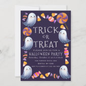 Trick or treat Schattige Ghosts Snoep Halloween Pa Kaart (Voorkant)