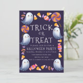 Trick or treat Schattige Ghosts Snoep Halloween Pa Kaart (Staand voorkant)