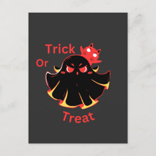 Trick Or Treat Schattige Halloween Geest En Zwarte Briefkaart