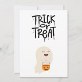 Trick Or Treat Schattige Halloween Geest Pompoen Feestdagenkaart (Voorkant)
