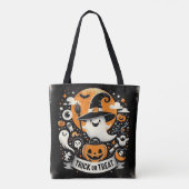 Trick or treat schattige heks spook Canvas tas (Achterkant)