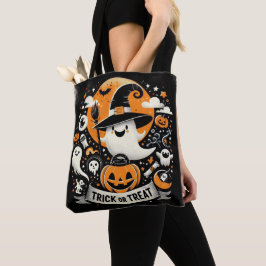 Trick or treat schattige heks spook Canvas tas