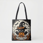 Trick or treat schattige kattenheks Canvas tas (Voorkant)