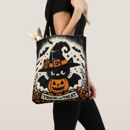 Trick or treat schattige kattenheks Canvas tas