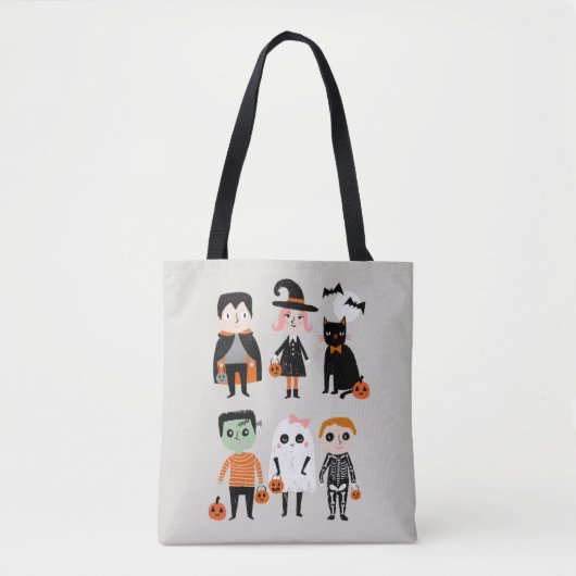 trick or treat schattige kinder verlichting tote bag (Voorkant)