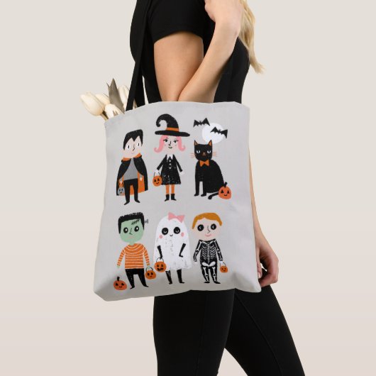 trick or treat schattige kinder verlichting tote bag (Dichtbij)