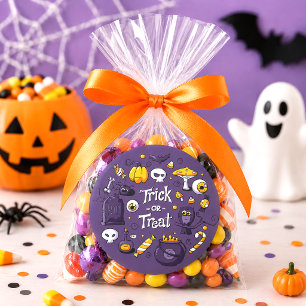 Trick or Treat Schattige Kinderen Halloween Snoepg Ronde Sticker