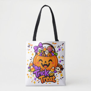 Trick or Treat Schattige Pompoen Halloween Boodsch Tote Bag