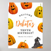 Trick or treat Schattige Pompoen Verjaardag Welkom Poster (Voorkant)