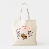 Trick or treat Schattige spook, mama, pompoen mons Tote Bag (Achterkant)