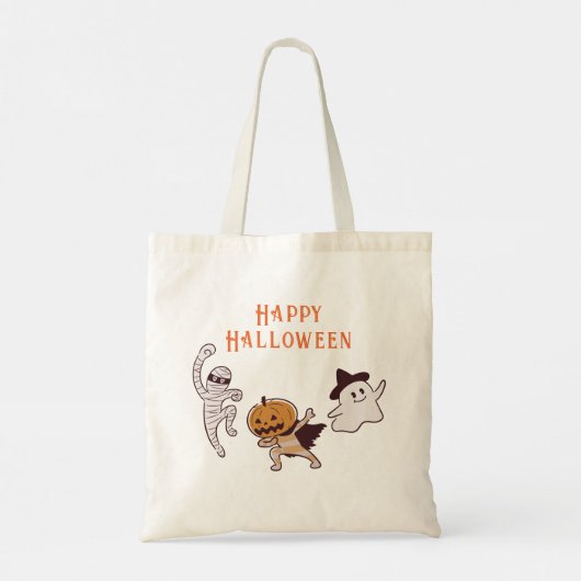 Trick or treat Schattige spook, mama, pompoen mons Tote Bag (Achterkant)