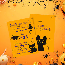 Trick or Treat | Schattige Zwarte Kat Halloween  Kaart