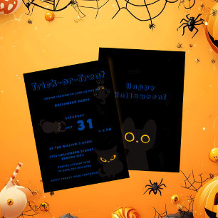 Trick or Treat Schattige Zwarte Kat Halloween Kaart