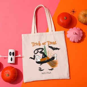 Trick or treat Schattigee eenhoorn heks Halloween Tote Bag