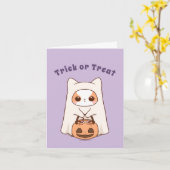 Trick or treat Schattigee en Schattige Halloween B Kaart (Gele Bloem)