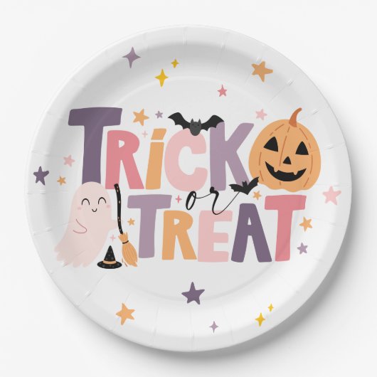 Trick or treat Schattigee Halloween Ballon Decor Papieren Bordje (Voorkant)