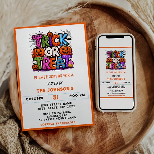 TRICK OR TREAT | Schattigee Halloween Bash Party Kaart