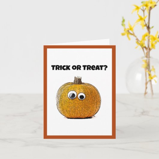 Trick or treat Schattigee Halloween pompoen Cartoo Kaart (Gele Bloem)