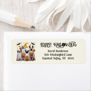 Trick or treat Schattigee honden in spookkostuums Etiket